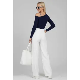 Tek Omuz İpli Bluz Lacivert T4328 (Beden: L)