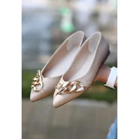 Popi Nude Cilt Zincirli Babet Ayakkabı (Numara: 40)