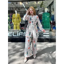 Ceketli Baskılı Takım Beyaz (Beden: S)