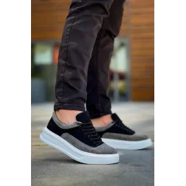 Kb-005 Kuback Siyah Gri Süet Bağcıklı  Günlük Erkek  Ayakkabı (Numara: 44)