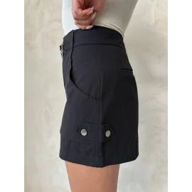 Kemer Detaylı Gabardin Şort Siyah S25289 (Beden: Xl)