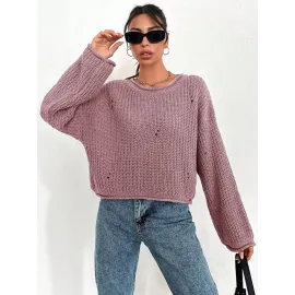 Salaş Delik Detaylı Kazak Pembe (Beden: Standart)