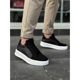 Kb-046 Kuback Siyah Paraşüt Beyaz Yüksek Taban Günlük Spor Ayakkabı (Numara: 40)