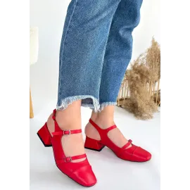 Doran Kırmızı Cilt Topuklu Ayakkabı (Numara: 39)