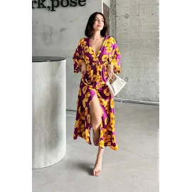 Çiçek Baskılı Elbise Sarı (Beden: S)