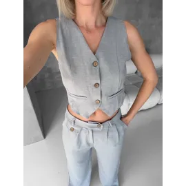 Essential Yelek Pantolon Takım Gri S255254 (Beden: M)