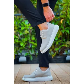 Kb-003 Kuback Gri Süet Bağcıklı  Günlük Erkek Ayakkabı (Numara: 44)