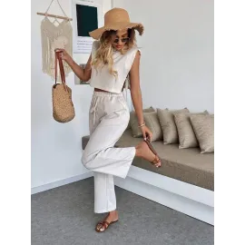 Yan Bağlama Detaylı Pantolonlu Takım Bej (Beden: L)