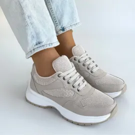 Slar Bej Cilt Bağcıklı Spor Ayakkabı (Numara: 38)