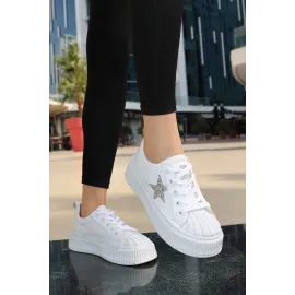 Piata Beyaz Cilt Bağcıklı Spor Ayakkabı (Numara: 38)