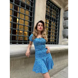 Baskılı Etekli Takım Mavi (Beden: S)