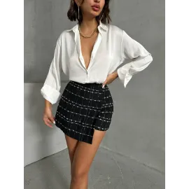 İki Düğmeli Ch Kumaş Şort Etek Siyah H26414 (Beden: L)