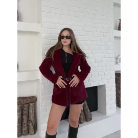 Fok Ceket Premıum Kalite Bordo St255860 (Beden: Xl)