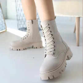 Flona Bej Cilt Bağcıklı Bot (Numara: 40)