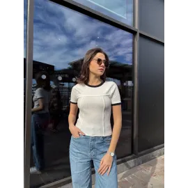 Biyeli Bluz Beyaz (Beden: S)