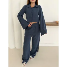 Gömlek Yaka Kaplama Düğmeli Takım Lacivert St265866 (Beden: Xl)