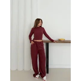 Balıkçı Yaka Örme Takım Bordo St265865 (Beden: M)