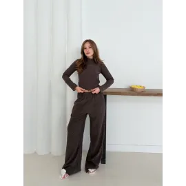 Balıkçı Yaka Örme Takım Kahve St265865 (Beden: L)