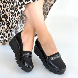 Kear Siyah Rugan Dolgu Topuk Ayakkabı (Numara: 37)