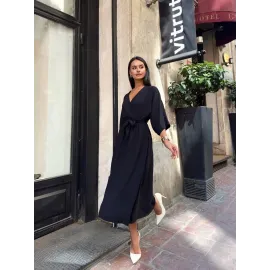 Ayrobin Midi Elbise Siyah (Beden: S)