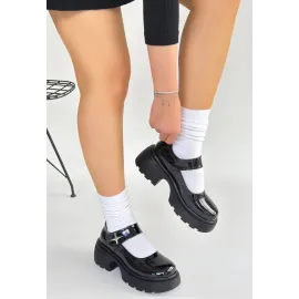 Siyat Siyah Rugan Dolgu Topuk Oxford Ayakkabı (Numara: 37)