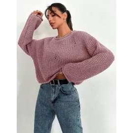 Salaş Delik Detaylı Kazak Pembe (Beden: Standart)