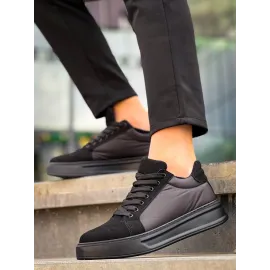 Kb-046 Kuback Siyah Paraşüt Siyah Yüksek Taban Günlük Spor Ayakkabı (Numara: 43)