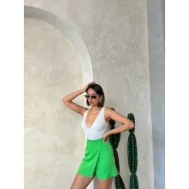 Kapaklı Şort Etek Yeşil S24901 (Beden: S)