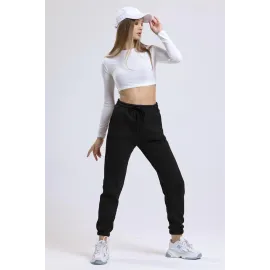 3 İplik Şardonlu Paça Lastikli Eşofman Siyah İs001 (Beden: S)