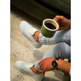 Kb-101 Kuback Beyaz Triko Bağcıklı Günlük Erkek Ayakkabı (Numara: 42)