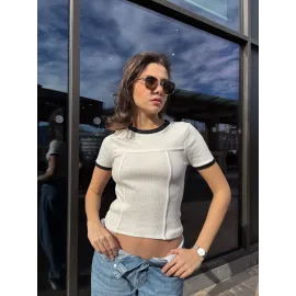 Biyeli Bluz Beyaz (Beden: M)