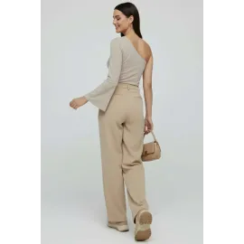 Tek Omuzlu Basic Bluz Vizon T4275 (Beden: Xl)