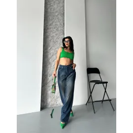 Baggy Süper Taş Bıyık Yıkama Kahve Tint Jeans Pantolon D2007 (Beden: 42)
