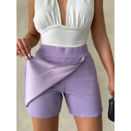 Kapaklı Şort Etek Lila S208 (Beden: M)