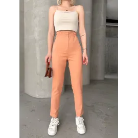 Beli Lastikli Karamel Pantolon Somon (Beden: M)
