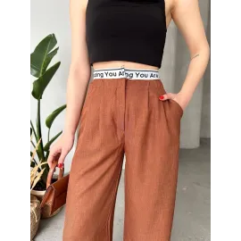 Flamlı Kahve Pantolon (Beden: L)