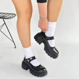 Siyat Siyah Rugan Dolgu Topuk Oxford Ayakkabı (Numara: 37)