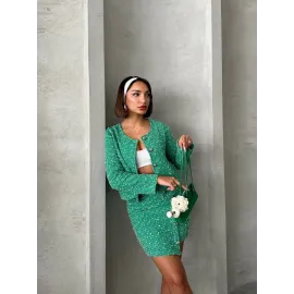 Ceketli Etek Takım Chl Kumaş Yeşil H24443 (Beden: L)