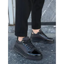 Kb-X46 Kuback Siyah Rugan Yüksek Siyah Taban Günlük Spor Ayakkabı (Numara: 40)