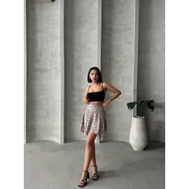 Puantiyeli Etek S25900 Krem (Beden: M)