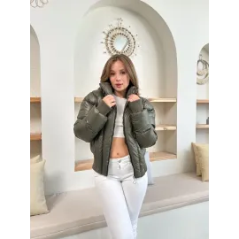 Puffer Kısa Mont Haki St25534 (Beden: L)