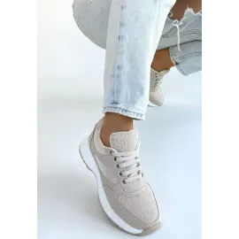 Slar Bej Cilt Bağcıklı Spor Ayakkabı (Numara: 37)