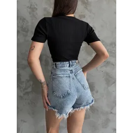 Üçlü Kalp Nakışlı Bluz Siyah (Beden: Standart)