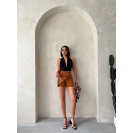 Kapaklı Şort Etek Camel S208 (Beden: S)