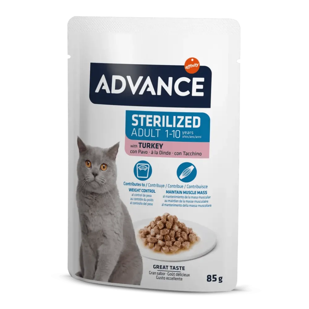 ADVANCE CAT STERILIZED TURKEY WET POUCH 85GR X 6 ADET
