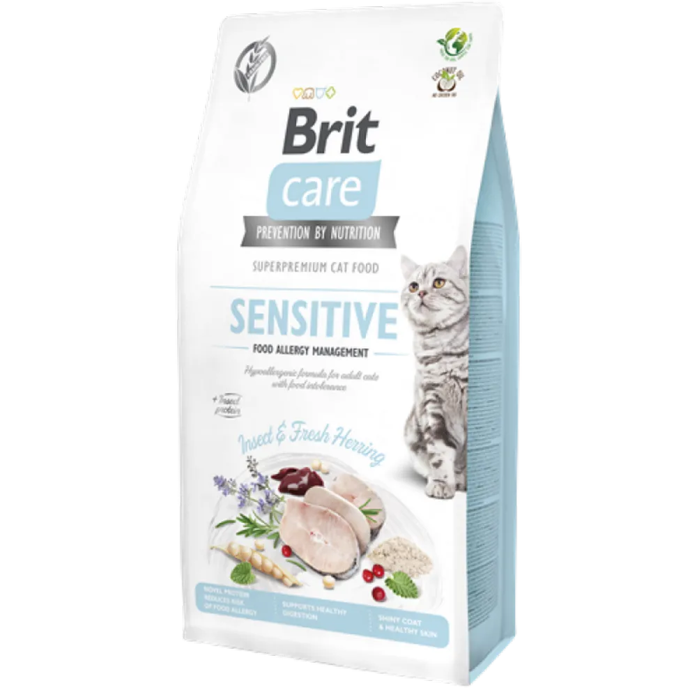 Brit Care 7 kg Alerjileri Olan Yetişkin Kediler İçin, Tahılsız, Hipoalerjenik, Larva Ve Taze Ringa Balıklı Kuru Mama 
