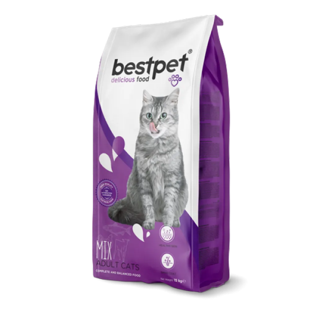 Bestpet 15 Kg Yetişkin Kediler İçin Tavuklu Kuzulu ve Balıklı Mix Kedi Maması 