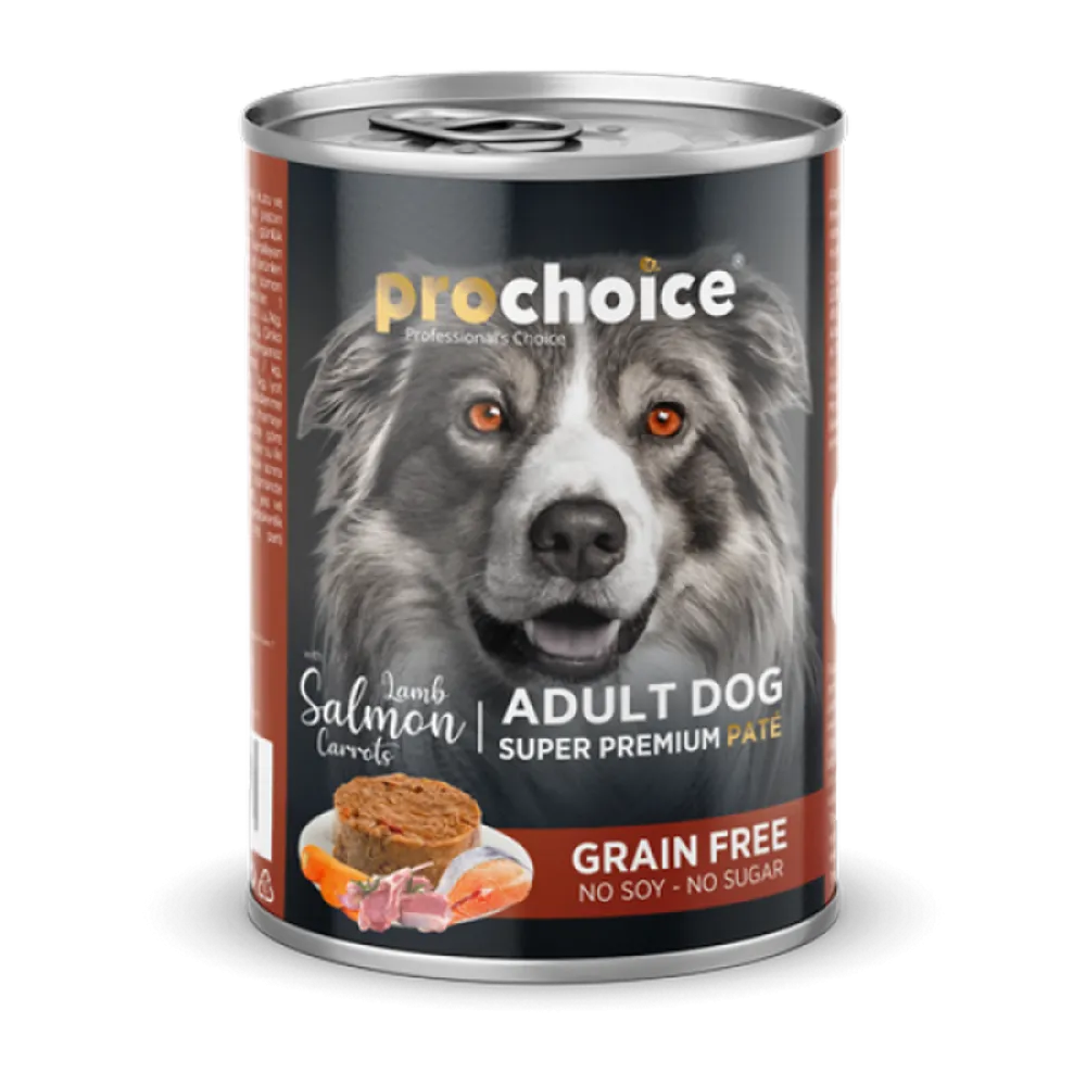Prochoice 400 gr X 12 ADET Yetişkin Köpekler İçin, Tahılsız, Kuzu Etli, Somon Balıklı Ve Havuçlu Ezme 