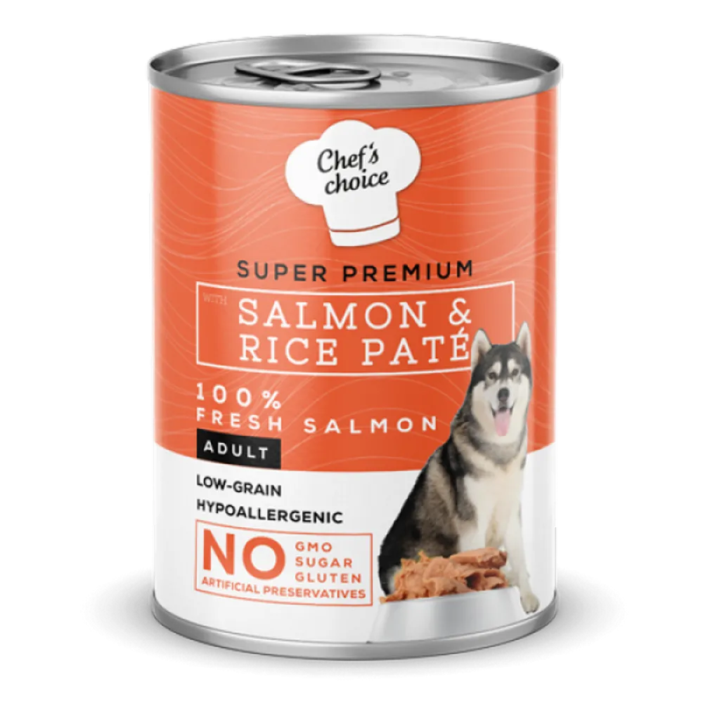 Chefs Choice 400 gr X 12 ADET  Yetişkin Köpekler İçin, Hipoalerjenik, Somon Balıklı Ve Pirinçli Ezme 