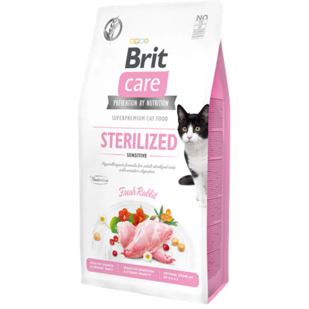 Brit Care 2 kg Kısırlaştırılmış Hassas Kediler İçin, Tahılsız, Hipoalerjenik Taze Tavşan Etli Kuru Mama 